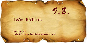 Iván Bálint névjegykártya