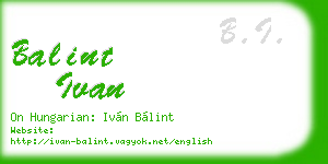 balint ivan business card